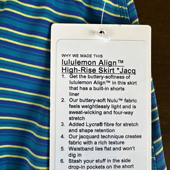 Lululemon Align High-Rise Skirt Jacquard Variegated Stripe Twice Blue Yellow NEW - Picture 7 of 8